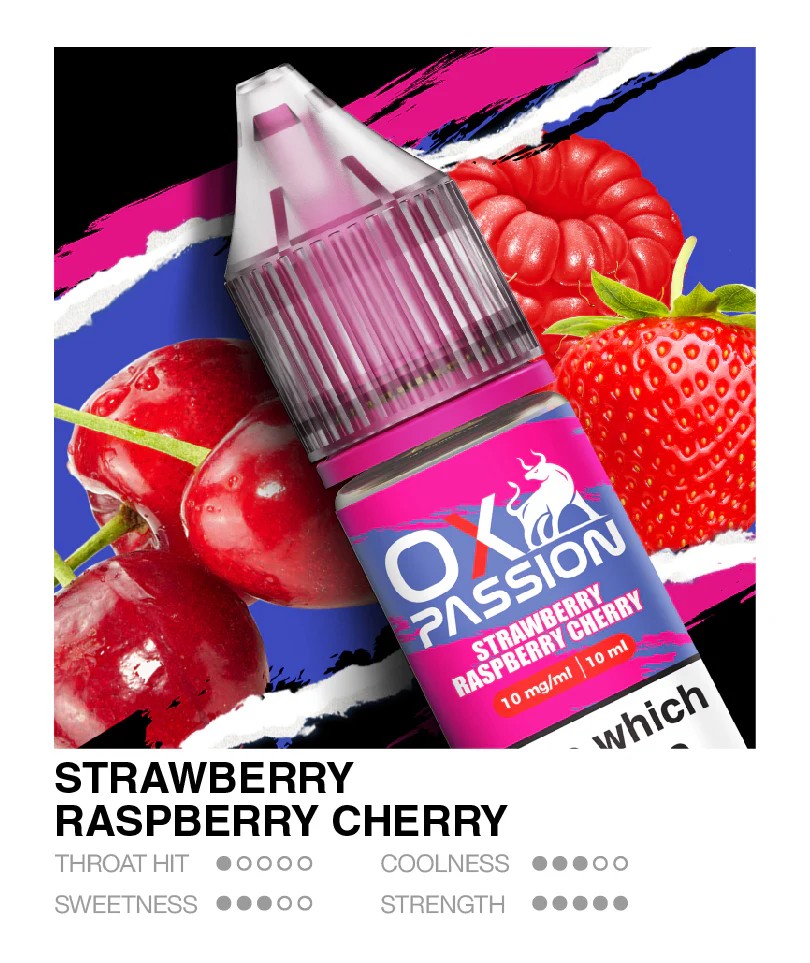 Ox Passion Strawberry Raspberry Cherry 10ml nic salts